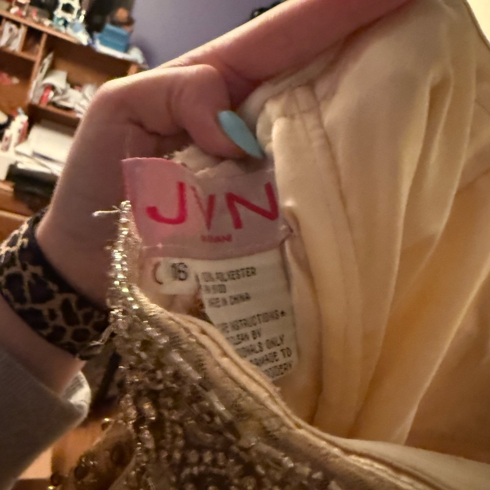 JVN Gold Beaded Strapless Gown - Picture 3 of 3